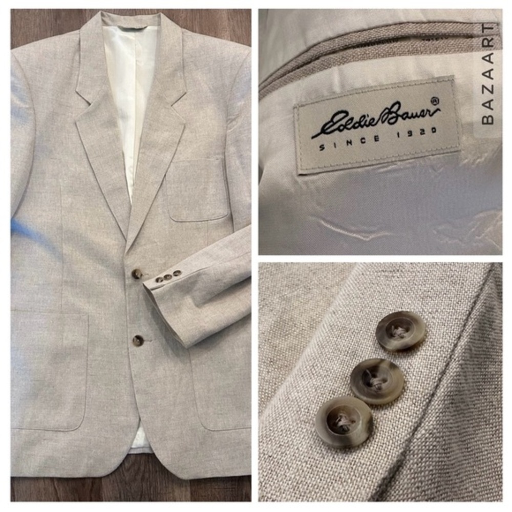 Eddie Bauer LINEN‎ Cotton Blend BLAZER SPORT COAT MEN’S 44T Made In USA